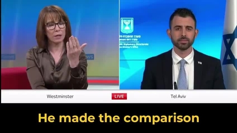 Thumbnail for Israeli Government Spokesman, Eylon Levy, responds to disgusting accusation by Kay Burley 