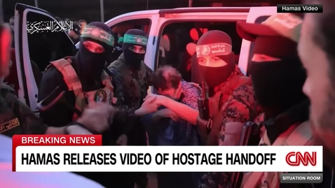 Thumbnail for CNN's Matthew Chance reports on the release of 24 hostages and their journey to freedom on the first day of the Hamas - Israel truce.