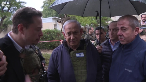 Thumbnail for Prime Minister Netanyahu presented to Elon Musk the horrors of the October 7th massacre from Kibbutz Kfar Gaza